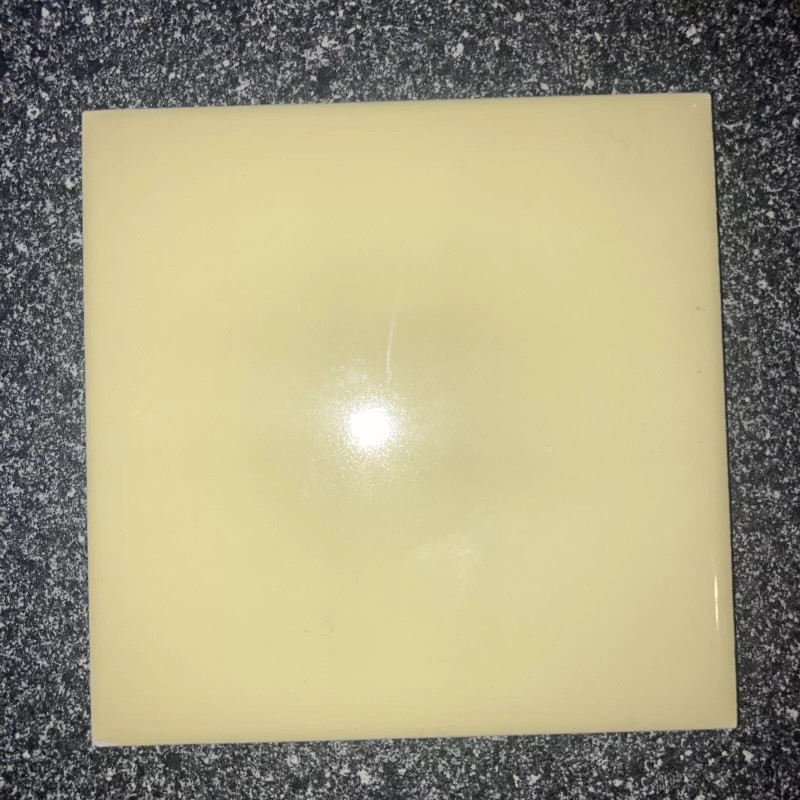 A.T.C.O. Vtg 1 piece 4-3/8" Glossy Yellow Ceramic Tile by