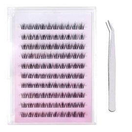 MUNSKT Selbstklebende Wimpern mit Pinzette, 10 Reihen Weiche Wispy Falsche Wimpern, DIY Natürliche 60D Flare Extensions Kit, Kein Kleber erforderlich
