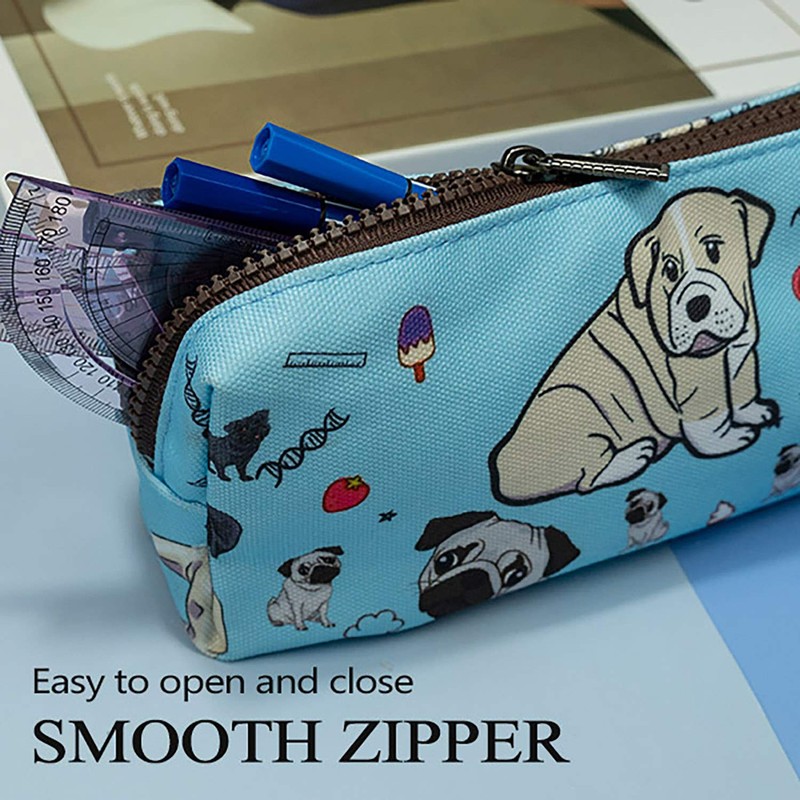 LParkin Cute Pug Dog Canvas Pencil Case Canvas Pen Bag