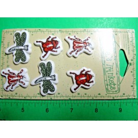 6) 1"-1-3/8" TRENAS TRINKETS BUGS DRAGONFLY CERAMIC 2-HOLE NOVELTY BUTTONS-J967