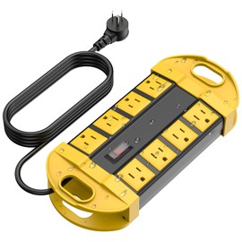 CCCEI Outdoor Power Strip Weatherproof with 8 Plug, Waterproof Extension Cord with Multiple Outlets, Christmas Exterior Garden Yard Surge Protector 15FT.
