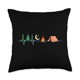 Camping Heartbeat Nature Outdoors Camper Hiking Camping Men Throw Pillow