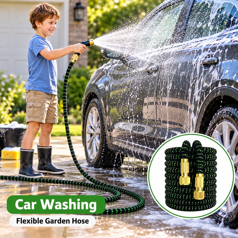 Flexible Garden Hose for Watering & Car Washing – 1/2in
