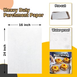 Katbite 500 Pcs Parchment Paper, 16x24 Inches Baking Paper, Heavy Duty & Non-stick Parchment Paper Sheets, Pre-cut Parchment Paper Baking Sheets is Perfect for Grilling and Wrapping Foods