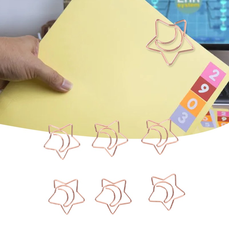 100pcs Star Moon Paper Clips Prevent Rust Skid Resistance Cute