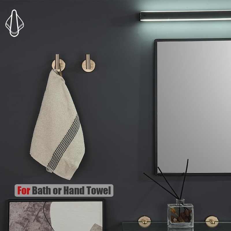 JQK Bathroom Towel Hook Champagne Bronze, Coat Robe Clothes Hook