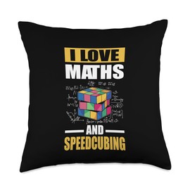 Competitive Puzzle Speed Cubing Math Gift Cube I Love Maths and Speedcubing-Speed Cubing Throw Pillow, 18x18, Multicolor