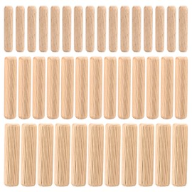 HexinYigjly 90 Pcs Wooden Dowel Pins, Straight Groove Wooden Dowel Pins with Beveled Ends Tapered, Easy Insertion, for Furniture Door Art Crafts Projects, M6 M8 M10