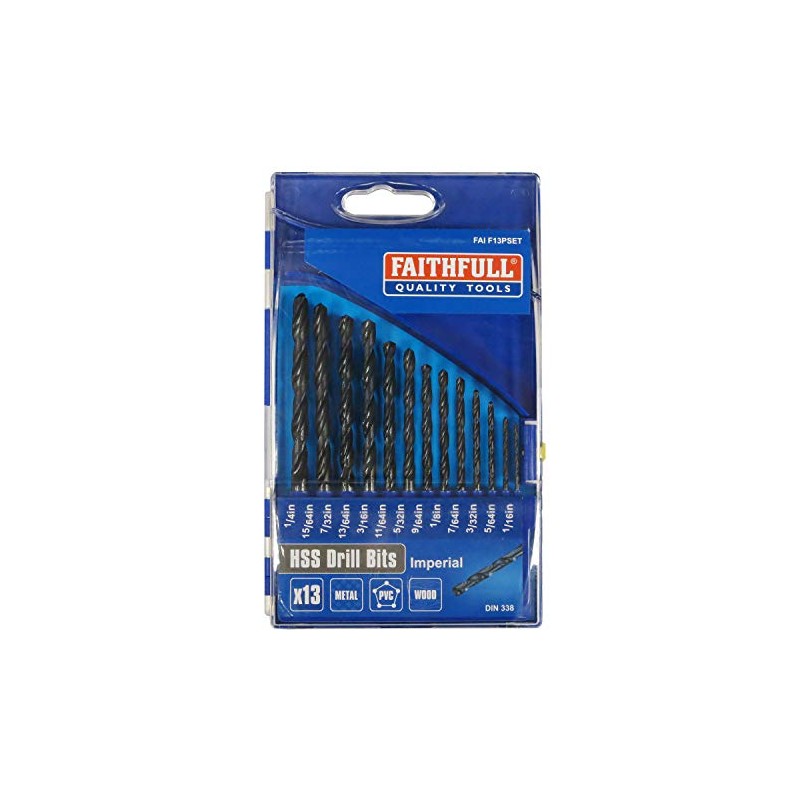 Faithfull FAIF13PSET 13 Piece HSS Imperial Drill Bit Set 1/16
