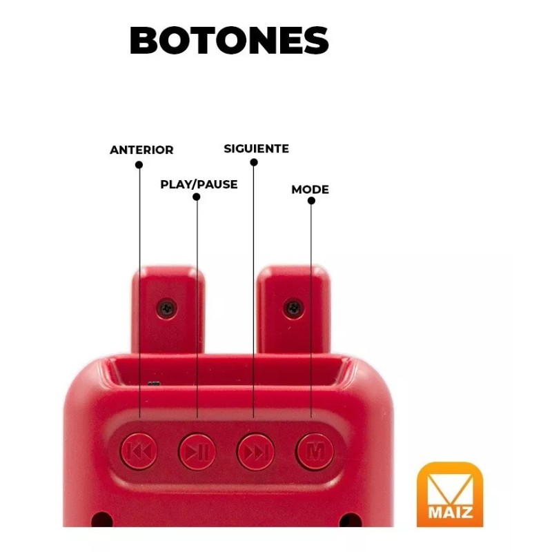 Maíz Bocina Bluetooth Fm Usb Sd Luz Led Caritas Pack