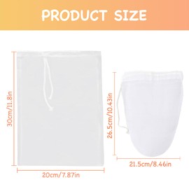 Landrain Nut Milk Bags Organic Washable 30 x 20 cm, Pack of 2 Reusable Straining Cloth 26.5 x 21.5 cm, Nut Milk Bag