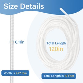 DuckcowsC 10ft 2.7mm Replacement Cord for Hunter Douglas, Levolor, Kirsch, Graber, Bali, Fits for Most Cellular and Pleated Shades (2Pcs, White)