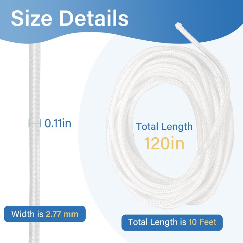 DuckcowsC 10ft 2.7mm Replacement Cord for Hunter Douglas, Levolor, Kirsch,