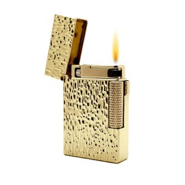 Visol Hubbard Traditional and Torch Flame Refillable Gas Lighter, Flint and Windproof Adjustable Flame Lighter (Shipped Without Butane) (Hammered Gold)
