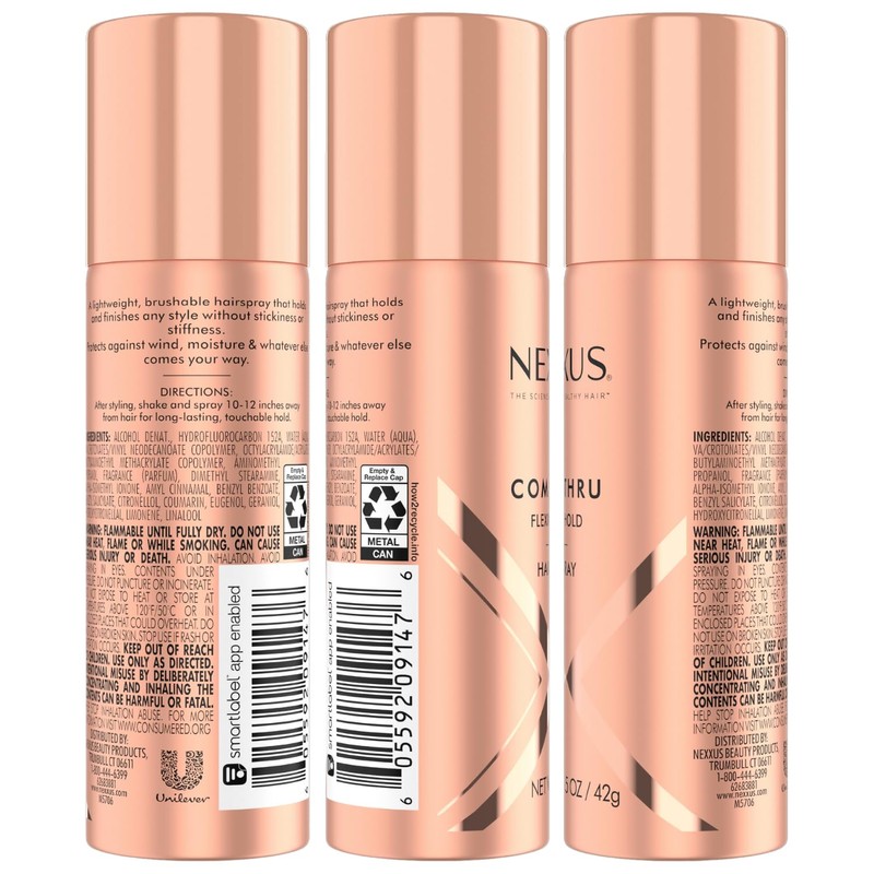 Nexxus Travel Hairspray, Comb Thru Flexible Hold 4-Pack – 72-Hour