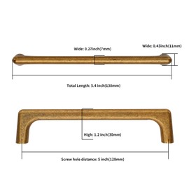 Asidrama 30 Pack 5 Inch(128mm) Antique Brass Cabinet Pulls Cabinet Handles Cupboard Handles Kitchen Cabinet Hardware for Cupboard Drawer Pulls