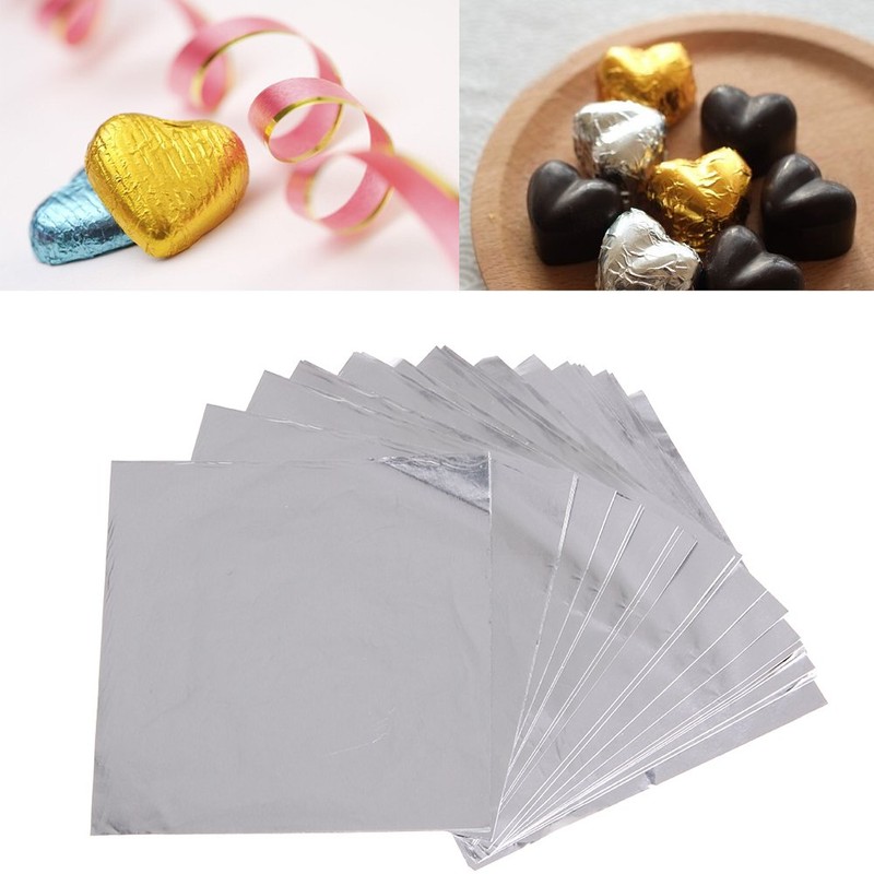 Wowagoga Foil Candy Wrappers - 6x6 Inches Gold Aluminum Foils