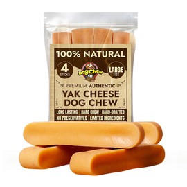 Tibetan Dog Chew Yak Cheese Sticks - Natural Handmade Treats for Large Dogs, Long-Lasting, Easy to Digest with No Additives, Rawhide, Grains, or Gluten, Perfect for Aggressive Chewers, 4 Chews
