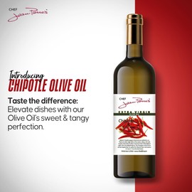 Chef Jean Pierre's Extra Virgin Chipotle Olive Oil - 750ml(25oz) Glass Bottle - Naturally Infused with Sweet and Tangy Flavors
