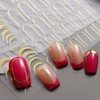 6 Blätter Französische Linien Nagelsticker,Gold Silber French Linie Kurve Welle