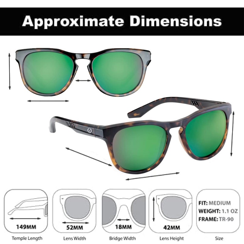 Flying Fisherman Breakers Classic Polarized Sunglasses, Tortoise/Green, Medium