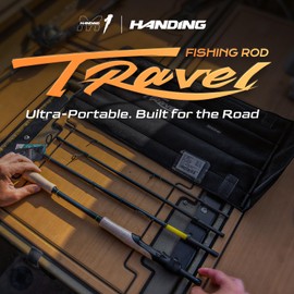 HANDING M1 Bass Fishing Rod 5 Piece Travel Casting Rod 6'6'' with Medium Power Fast Action for Largemouth Smallmouth Walleye Pickerel