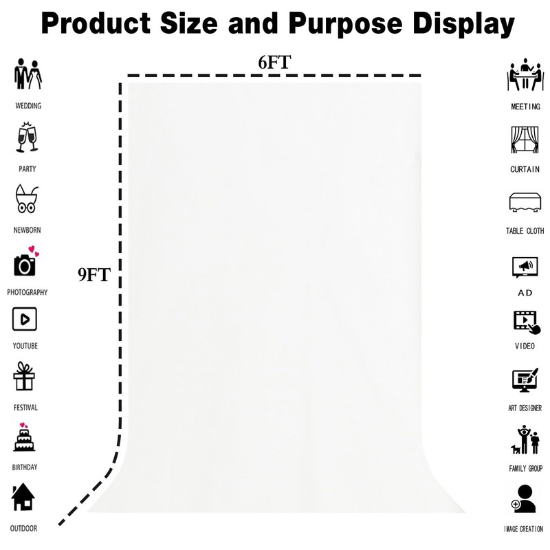 LYLYCTY White Screen Backdrop for Photography 6x9ft Zoom Meeting, Game