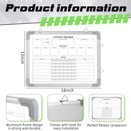 Lincia Dry Erase Gym Whiteboard Fitness Tracker Workout Calendar Planner Dry Erase Hanging Removable Magnetic to Do List for Wall Whiteboard with Aluminum Frame for Gym Fitness Program 12 x 16 Inches