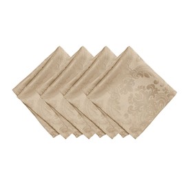 Elrene Home Fashions Caiden Elegance Damask Fabric Napkins (Set of 4), 17" x 17", Taupe 4 Count