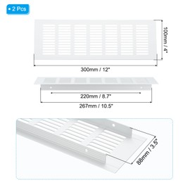 PATIKIL 12 x 4 Inch Door Air Vent Cover, 2 Pcs Heavy Duty Aluminum Grille Ventilation Cover Louvered with Mounting Screws for Cabinet Wardrobe Door, Silver