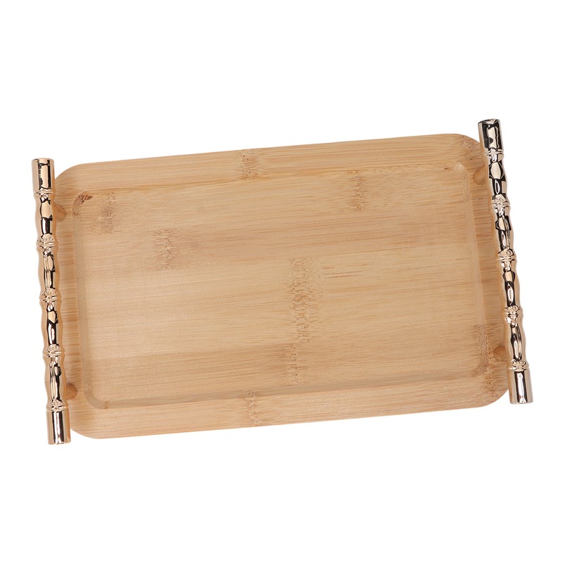 Bamboo Serving Tray with 2 Handle Eco Friendly Multipurpose Rectangular