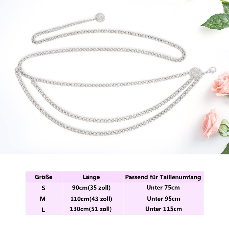 JasGood Multi-layer waist chain belt, women's adjustable body link belt
