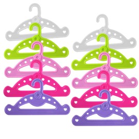 Katyjun Pack of 10 Clothes Hangers, Doll's Wardrobe, Plastic Doll's Clothes Hangers
