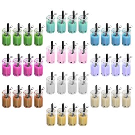 EMSea 40Pcs Mixed Colours Pearl Milk Tea Resin Charms Pendants Set DIY Findings Necklace Earrings Jewelry Keychain Making Craft Decoration