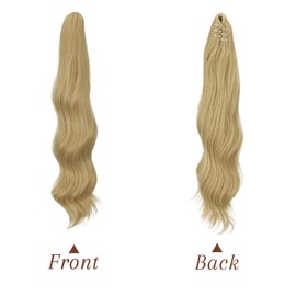 FESHFEN Ponytail Extensions Clip, 50 cm Hair Extensions Braid Long Ponytail Hairpiece Clip Wavy Extensions Braid Ponytail Hair Extension for Women Black