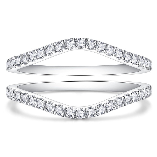 YODEWA Curved Moissanite Wedding Bands for Women, Thin Ring Enhancers