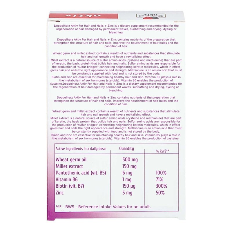 Generic for Hair and Nails + zinc 30 Capsules