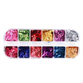 Leadigol Square Nail Glitter Flakes,Nail Art Sequins Sparkly Girl Nail Art Flakes Rectangular Nail Salon DIY Nail Materials Nail Jewelry Manicure for Women Girls Manicure Shiny Decorations