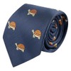 King & Priory Navy Blue Herringbone Embroidered Tortoise Tie