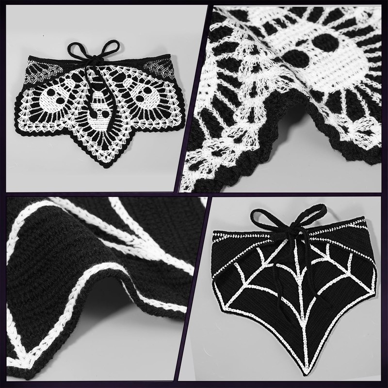 2Pcs Goth Crochet Bandana, Halloween Hair Accessories for Women