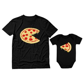 Tstars Pizza Pie & Slice Daddy and Me Matching Outfits Fathers Day Dad Baby Shirts Set Dad Black Large/Baby Black 18M (12-18M)