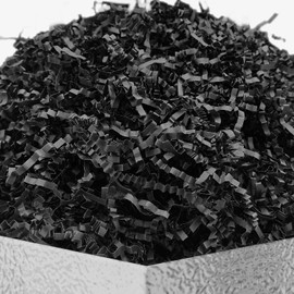 DOTUHAO Crinkle Cut Paper Shred, Black Color Crinkle Paper,8 oz Gift Basket Filler, Gift Box Filler Paper Shreds, Raffia Grass Great for Gift Wrapping, Basket Filling (Black,8 oz)