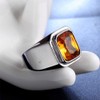 PMTIER Men's Stainless Steel Silver Plated Ring with Square Orange