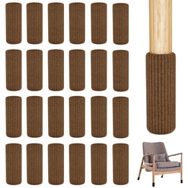 YUHENGCT 24 Pcs Chair Socks for Hardwood Floors, Chair Leg Covers to Protect Floors,High Elastic Knitted Chair Leg Floor Protectors,Noise Reduction and Scratch Protection，Brown