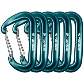 Heavy Duty Aluminium Carabiner 5 Pieces Key Ring Carabiner Hook 12 KN (1200 kg) Aluminium Large Outdoor Carabiner Choice of 5 Colours Ideal for Everyday and Outdoor Use (Green)