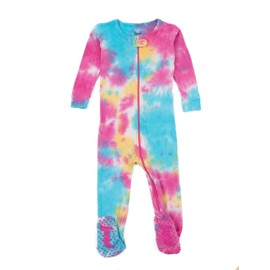 Leveret Kids & Toddler Footed Pajamas Boys Girls 100% Cotton Rainbow Tie Dye 12-18 Month