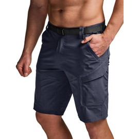 CQR Men's Quick Dry Stretch Hiking Cargo Shorts, Lightweight Water Resistant Tactical Casual, Golf & Outdoor with Pockets, Shenandoah Navy, 32W x 12L