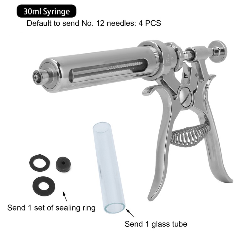 SemiAutomatic Metal AntiRust Livestock Injection Syringe for Veterinary Equipment(30ml Syringe