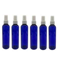 Natural Farms 4 oz Blue Cosmo BPA FREE Bottles - 6 Pack Empty Refillable Containers - Essential Oils - Hair - Aromatherapy | White Fine Mist Sprayers - Made in the USA