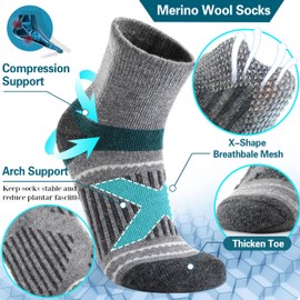 EBMORE Merino Wool Quarter Hiking Running Socks Compression Warm Winter Thermal Thick Cushion Moisture Wicking Socks Gifts Stocking Stuffers for Men 6 Pairs(Assorted,M)